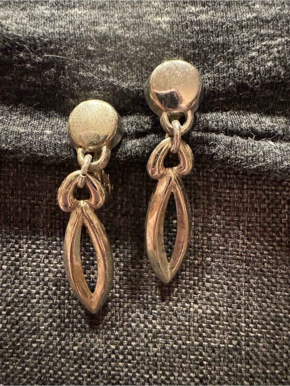 Vintage Monet 20th Century Silver Tone Clip on Dangling Earrings